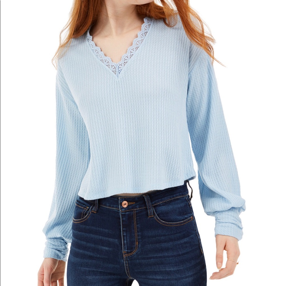 Love Fire Junior’s Lace Trim Thermal Top
